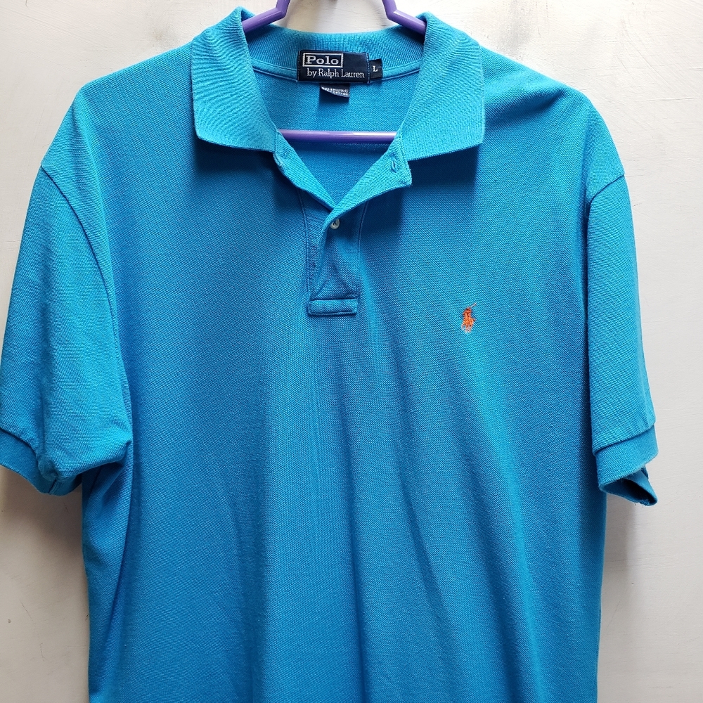 POLO Ralph Lauren mens large teal blue polo shirt preppy streetwear brand